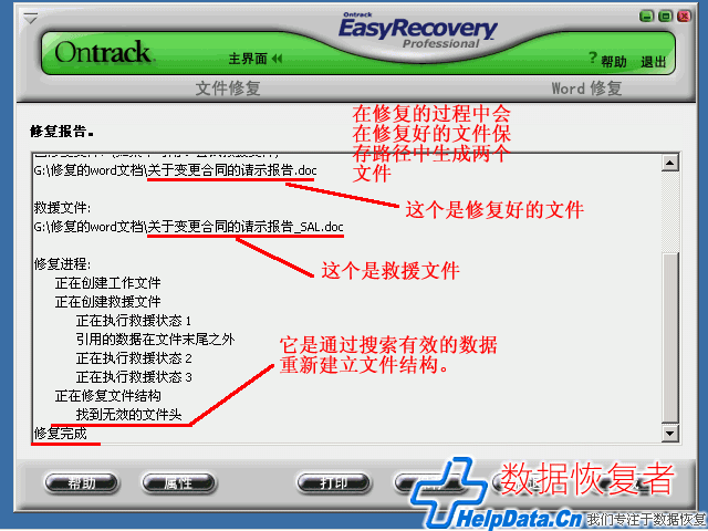 Easy Recovery修复的过程中会在修复好的文件保存路径中生成两个文件