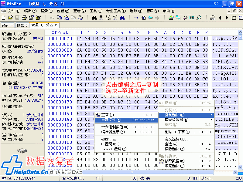 Winhex点击编辑之后--复制选块--至新文件